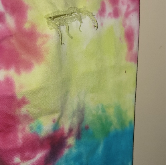 NWT Fashion Nova Pink Yellow Blue Tie Dye Denim High Rise Pants Jeans - Picture 3 of 16